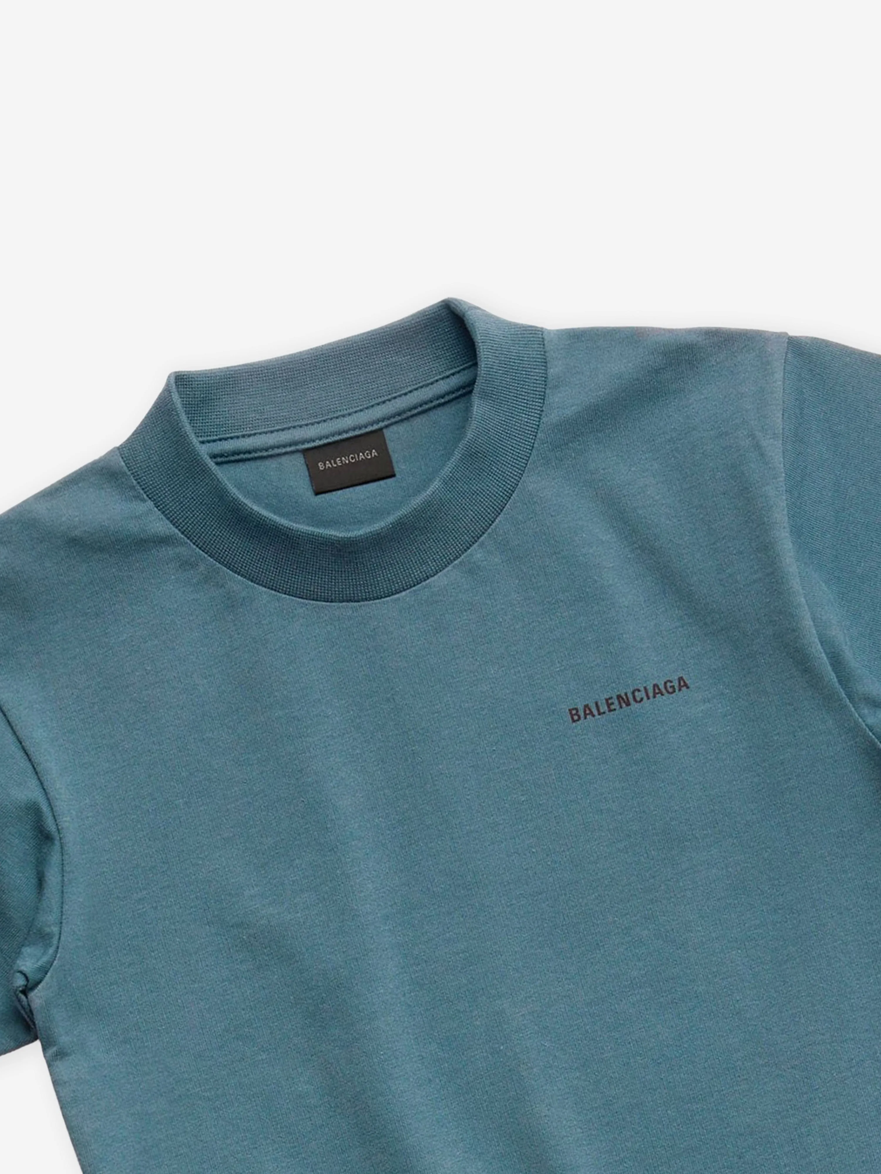Balenciaga Kids Logo T-Shirt in Teal