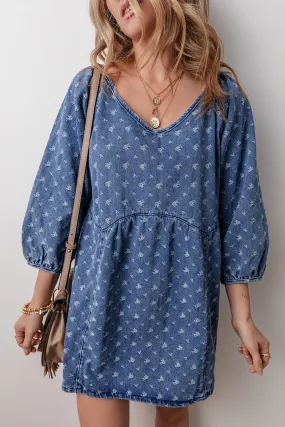 Blue Zone Planet |  Ashleigh Blue Textured Open Back Loose Fit Denim Dress