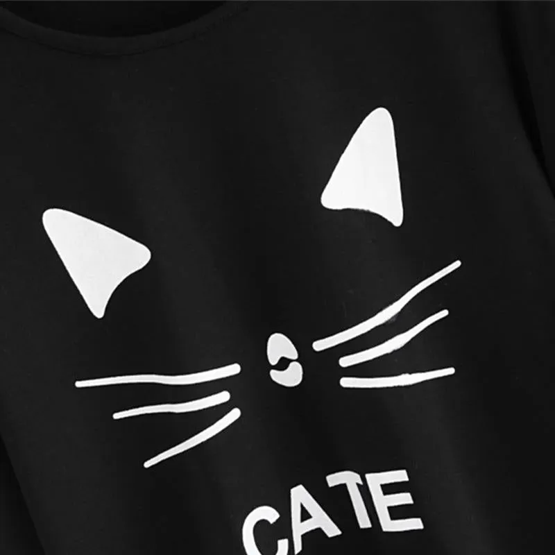 Cat Print Pullover & Sweatpants Set