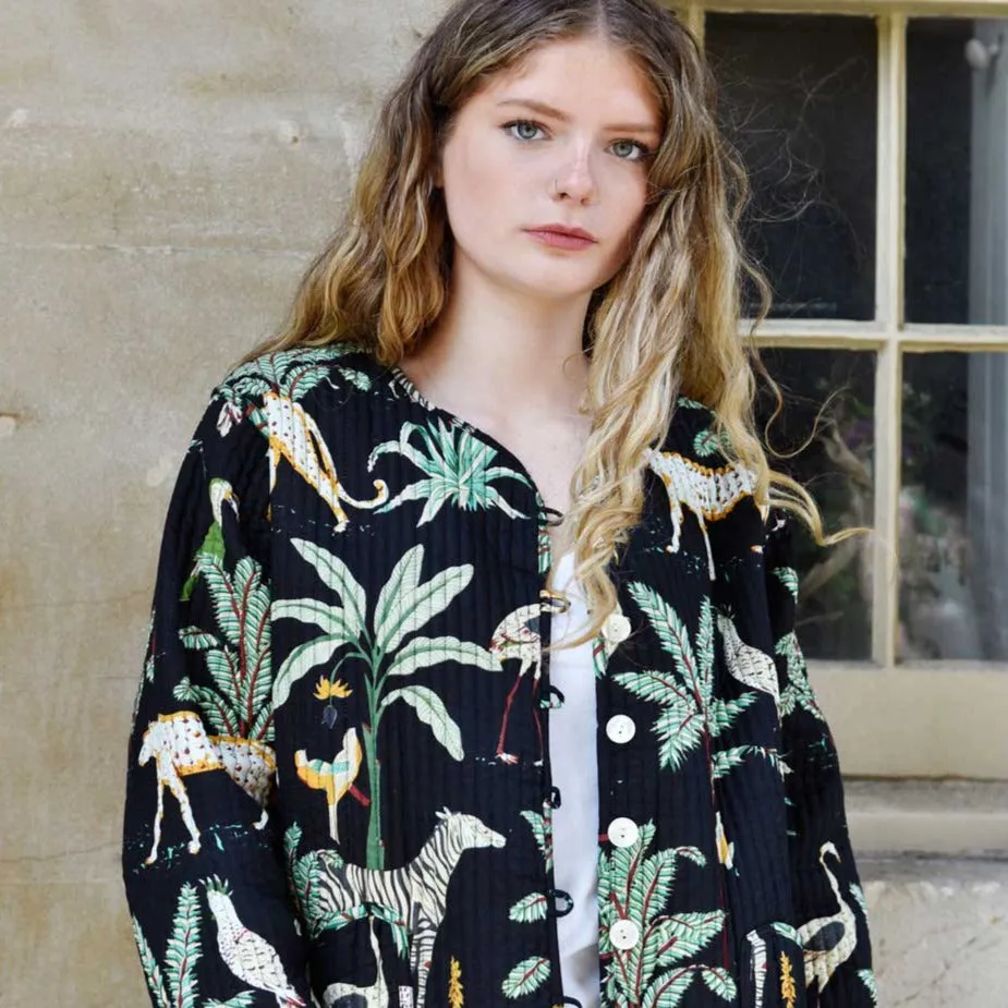 Cream Safari/ Safari At Night Quilted Reversible Jacket