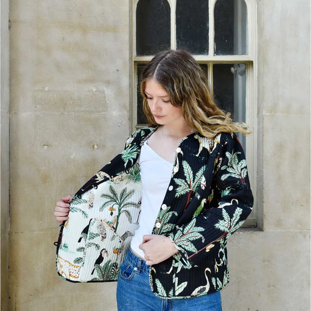 Cream Safari/ Safari At Night Quilted Reversible Jacket