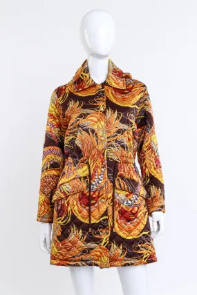 Golden Pheasant Feather Quilted Parka Coat