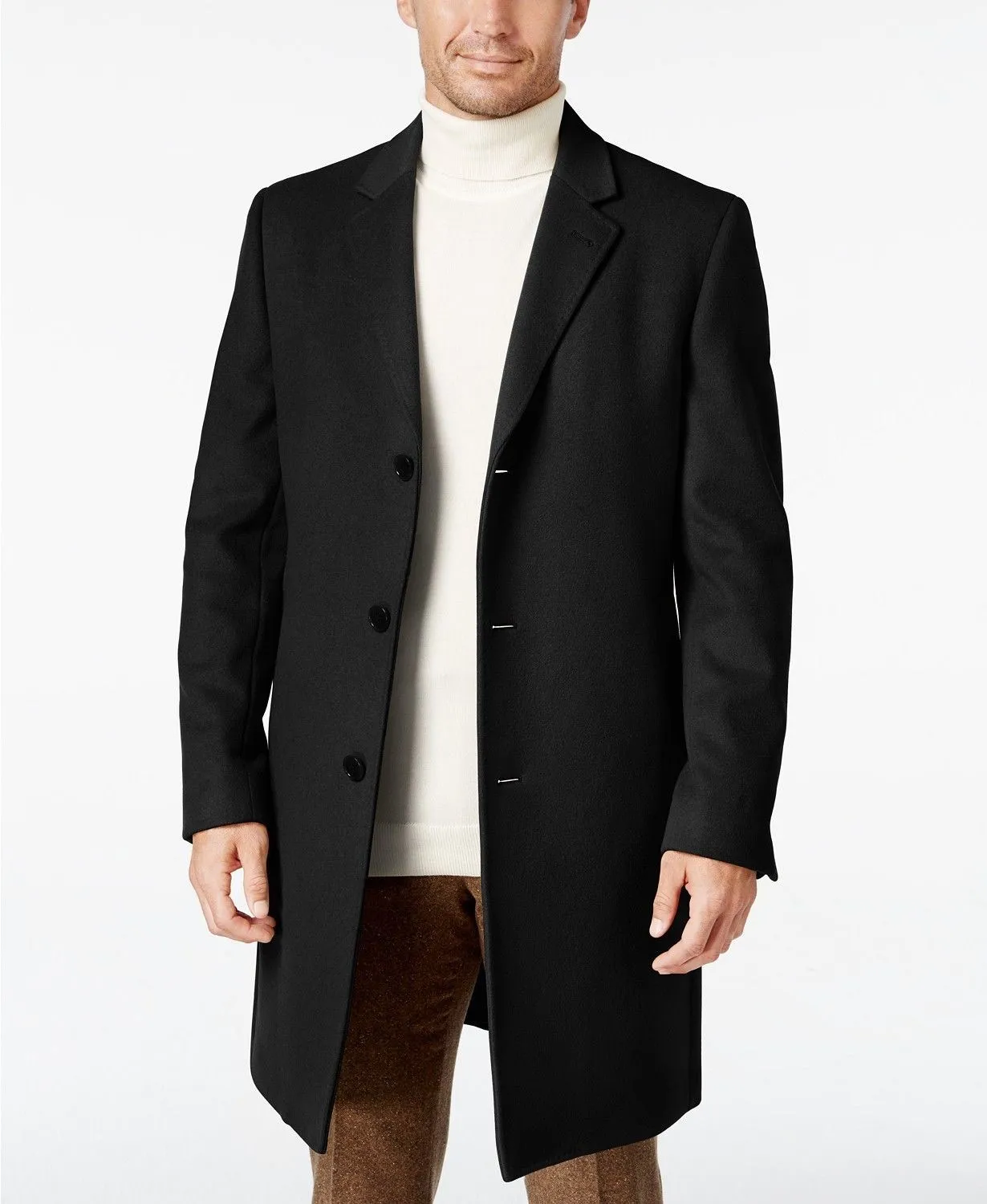 Lauren Ralph Lauren Men’s Luther Luxury Wool Blend Overcoat Coat Black 44R