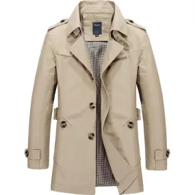 Mens Mid Length Trench Coat in Beige