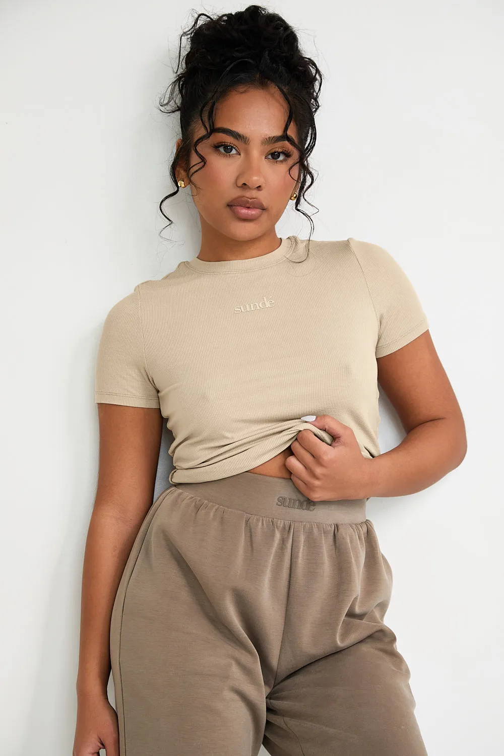 Ribbed T-Shirt - Latte